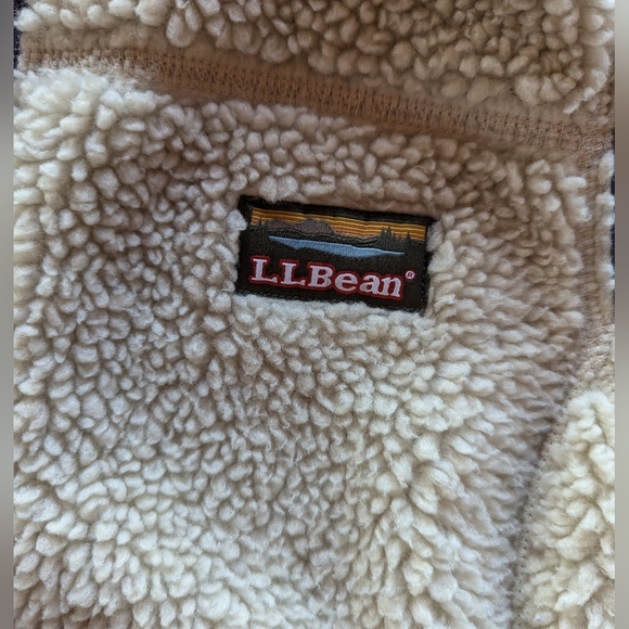 L.L. Bean Sherpa Deep Pile Fleece Men's Vest Medium Full Zip Ivory - Picture 2 of 11